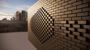BIM rendering of a brick wall with a trowel detail