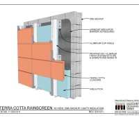 11.030.0211 Terra cotta rainscreen - 3D view, CMU backup, insulation
