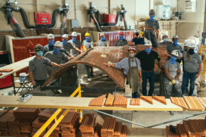 IMI, BAC craftworkers, and project stakeholders collaborate to build a Guastavino vault